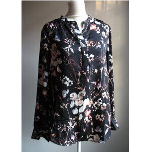 nwt flawed Banana Republic washable silk floral black top shirt blouse S